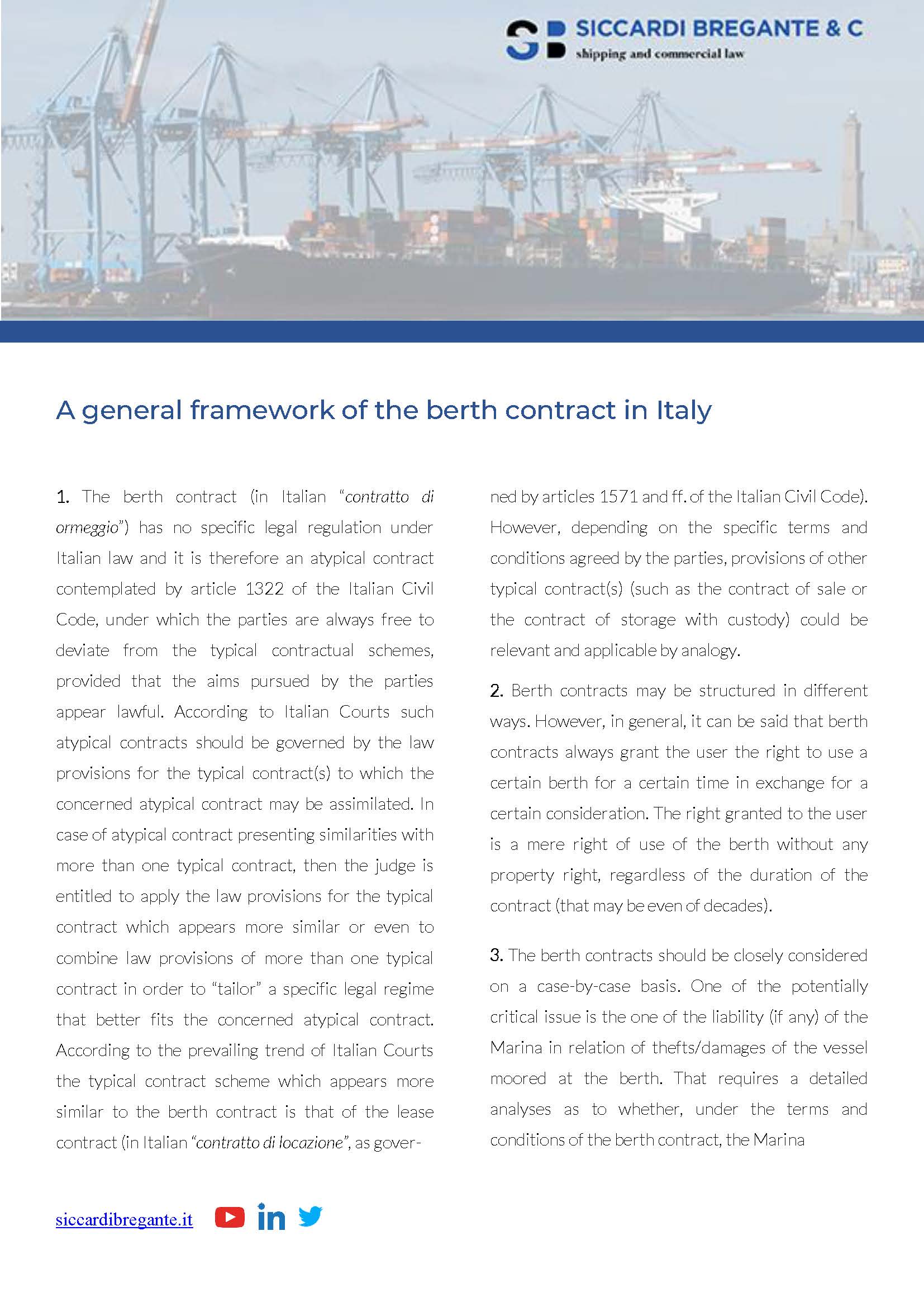 Il contratto di ormeggio