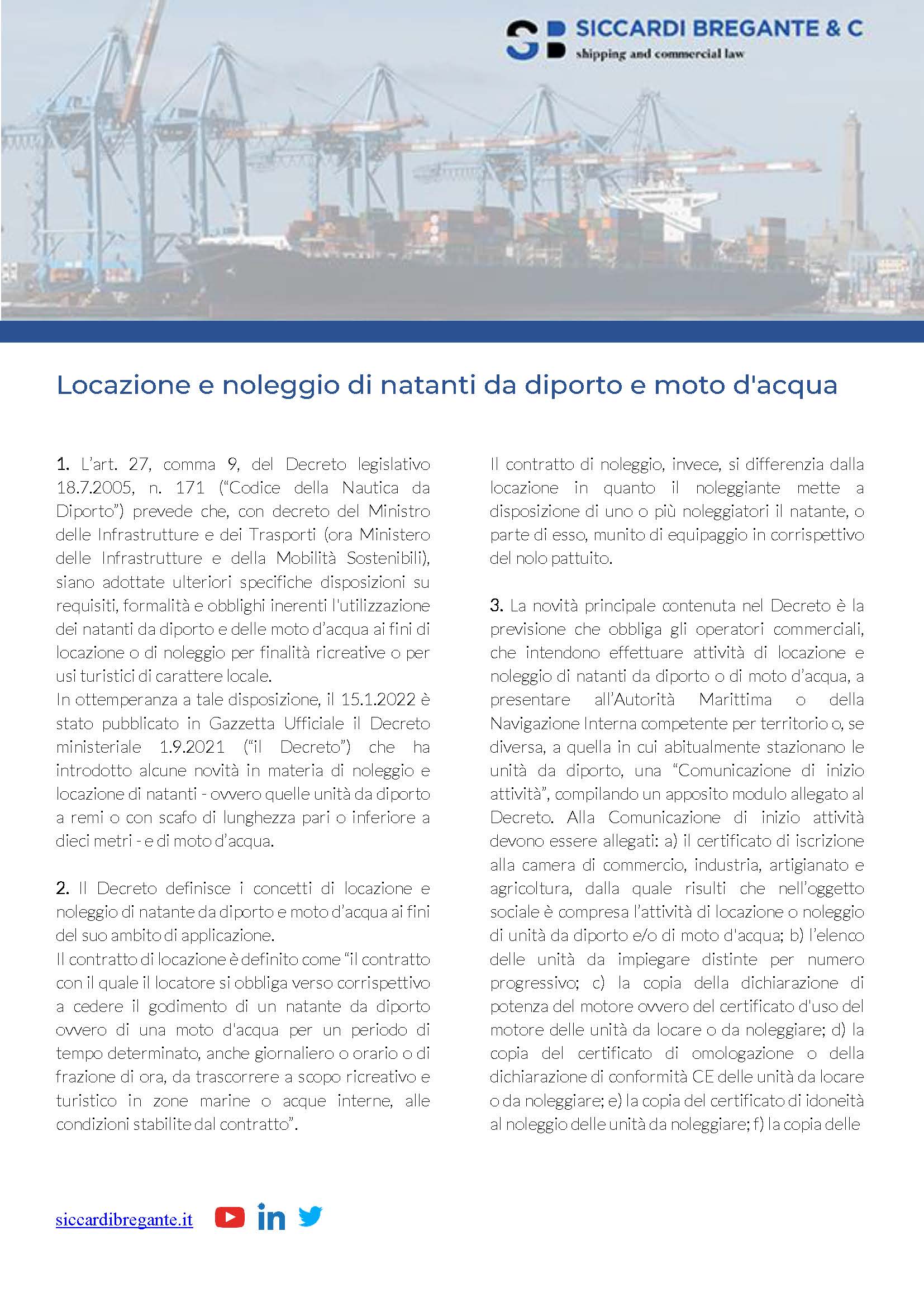 Novità su locazione e noleggio di natanti da diporto e moto d’acqua